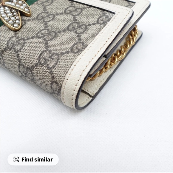Gucci Beige and Green Bee Embellished Bag - Picture 4 of 7